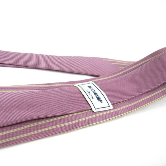 DUCHAMP Tie Champagne Pink Vertical Stripes Slim - Picture 1 of 7